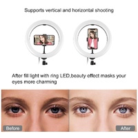 Horizontal Dual Phone Brackets with Tripod Mount & Led Ring Light Kit for Vlogging and Live Broadcasts thumbnail