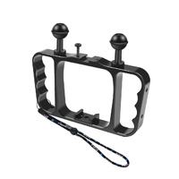 Aluminum Dual Handheld Diving Light Arm Mount for Action Cameras - Black thumbnail