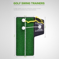 Portable Golf Putting Mat with Push Rod Trainer - 48x23cm - Black thumbnail