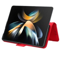Samsung Galaxy z Fold 4 5g Leather Phone Case with Card Slots and Calf Texture - Black thumbnail