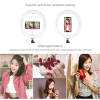 26cm Usb 3 Modes Dimmable Led Ring Light with Phone Clamp - Black thumbnail