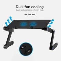 Foldable Laptop Stand with Dual Fans & Mouse Pad - 360 Degree Adjustable - Black thumbnail