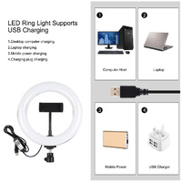 7.9 Usb Rgb Light with Dual Colour Temperature & Tripod Mount for Vlogging and Selfie Photography - Black thumbnail