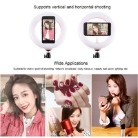 20cm Usb Dual Colour Led Ring Light with Phone Clamp - Black thumbnail