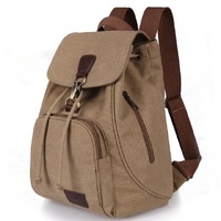 Women Canvas Laptop Backpack - Compact and Stylish - Coffee thumbnail