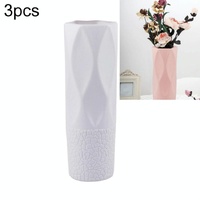 3-piece Plastic Vase Set for Dry and Wet Flower Arrangements and Floral Decor - White thumbnail