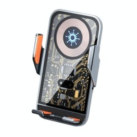 15w Fast Wireless Charger with Infrared Sensor for C10 Car Navigation - Transparent Stand - Golden thumbnail