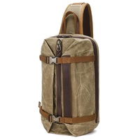 Retro Waxed Canvas Chest Bag Large Capacity Shoulder Crossbody Bag For Men - Blue thumbnail