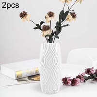 2-piece Plastic Vase Set for Creative Flower Arrangements Wet and Dry Decor - Milk White thumbnail
