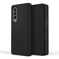 Foldable Leather Phone Case for Samsung Galaxy z Fold 4 - Horizontal Flip - Plain Brown thumbnail