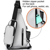 Men Oxford Cloth Chest Bag Casual Crossbody Shoulder Backpack - Light Grey thumbnail
