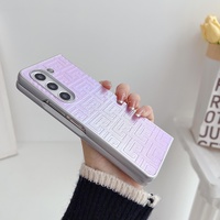 Geometric Gradient Leather Phone Case for Samsung Galaxy z Fold 4 5g - Pearlescent Finish - Silver thumbnail