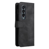 Metal Button Leather Case for Samsung Galaxy z Fold 4 / 5g - Tree Design - Brown thumbnail