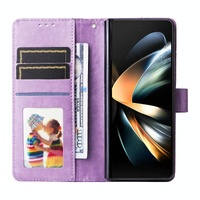 Sunflower Embossed Leather Phone Case for Samsung Galaxy z Fold 4 / 5g - Purple thumbnail