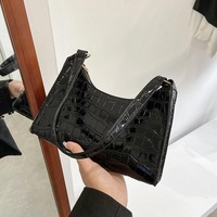 Small Square Stone Pattern Shoulder Bag for Women - Black thumbnail