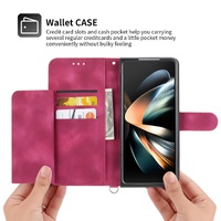 Floral Leather Phone Wallet for Samsung Galaxy z Fold 4 - Embossed - Wine Red thumbnail