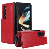 Foldable Phone Case with Double Buckle Card Slot for Samsung Galaxy z Fold4 - Purple thumbnail