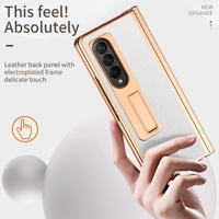 Premium Litchi Leather Hinged Phone Case for Samsung Galaxy z Fold 4 - with Pen - Black thumbnail