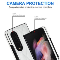 Foldable Microfiber Phone Case for Samsung Galaxy z Fold 4 - Rhombic Design - Pink thumbnail
