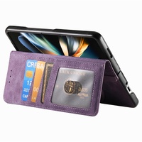 Vintage Magnetic Wallet Case for Samsung Galaxy z Fold 4 - Zipper Closure - Purple thumbnail