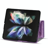 Sparkling Leather Zip Case for Samsung Galaxy z Fold 4 - Zipper Closure - Purple thumbnail