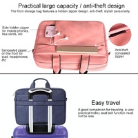 13.3 Inch Waterproof Anti-theft One-shoulder Handbag with Suitcase Belt - Pink thumbnail