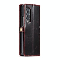 Premium Crazy Horse Leather Phone Case for Samsung Galaxy z Fold 4 - Red thumbnail