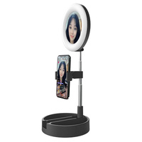 Foldable Desktop Makeup Mirror Holder with Storage - Pink thumbnail