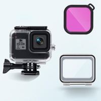Waterproof Case for Gopro Hero8 with Touch Back Cover and Colour Lens Filter - 45m - Pink thumbnail