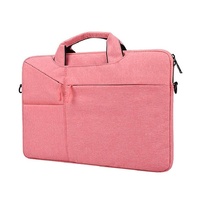 14.1 Inch Laptop Handbag With Hidden Strap And Suitcase Belt - Waterproof And Tear-Resistant - Pink thumbnail