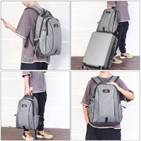 Grey Canvas Dual-shoulder Laptop Backpack - Portable Outdoor thumbnail