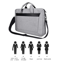 Expandable Laptop Bag - Waterproof Oxford Cloth Detachable Shoulder Strap - Grey thumbnail