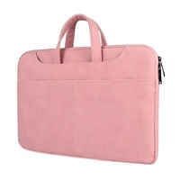 Waterproof Portable One-shoulder Handbag for 14.1 Laptops with Magic Stick & Suitcase Belt - Pu Leather Zipper Hidden Strap - Light Grey thumbnail