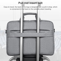 Portable 15 Inch Laptop Leather Handbag For Business Briefcase - Light Grey thumbnail