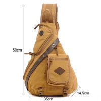Multi Function Canvas Chest Bag Shoulder Messenger Crossby Bag - Khaki thumbnail