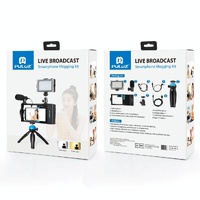 Bluetooth Vlogging Kit With Led Light Mic Tripod - Blue thumbnail