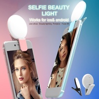 Portable Mini Beauty Light for Smartphones - 3 Brightness Levels 9 Led Warm / White - Iphone Galaxy Huawei Xiaomi Lg Htc - White thumbnail