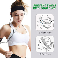 PLAIN HEADBAND Elastic Stretch Sports Yoga Hair Band Unisex 8cm Wide Wrap - Sky Blue thumbnail