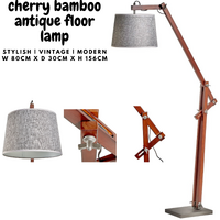 156cm Large Bamboo Floor Lamp Modern Vintage Wooden Light Antique Shade - Cherry thumbnail