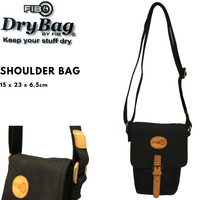 FIB Water Resistant Small Shoulder Canvas Bag w Adjustable Shoulder Strap - Black thumbnail