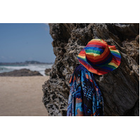 Rainbow Terry Towelling Bucket Hat Gay Lesbian Mardi Gras Party Cap LGBT - Reversible - XX-Large (63cm) thumbnail