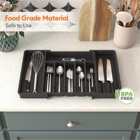 White Adjustable Polypropylene Kitchen Drawer Organizer - 8 Compartments, Large Capacity, Easy to Clean thumbnail