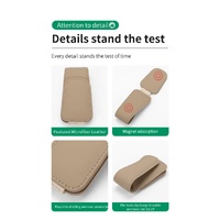 2 Pcs Wine Red PU Leather Car Visor Sunglasses Holder - Multi-Functional Clip for Glasses, Cards & Tickets, 9.5x4.5cm thumbnail