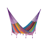 Outdoor undercover cotton Mayan Legacy hammock with hand crocheted tassels King Size Colorina thumbnail