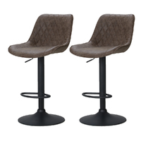 Artiss 2x Bar Stools Gas Lift Vintage Leather Brown
