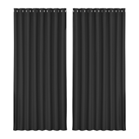 Artiss 2X Blockout Curtains Eyelet 300x230cm Black