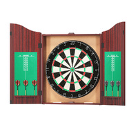 18&quot; Dartboard Dart Board with Steel Darts Wooden Cabinet Party Game