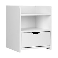 Artiss Bedside Table 1 Drawer with Shelf - FARA White