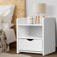 Artiss Bedside Table 1 Drawer with Shelf - FARA White