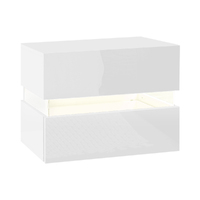 Artiss Bedside Table 2 Drawers RGB LED Side Nightstand High Gloss Cabinet White